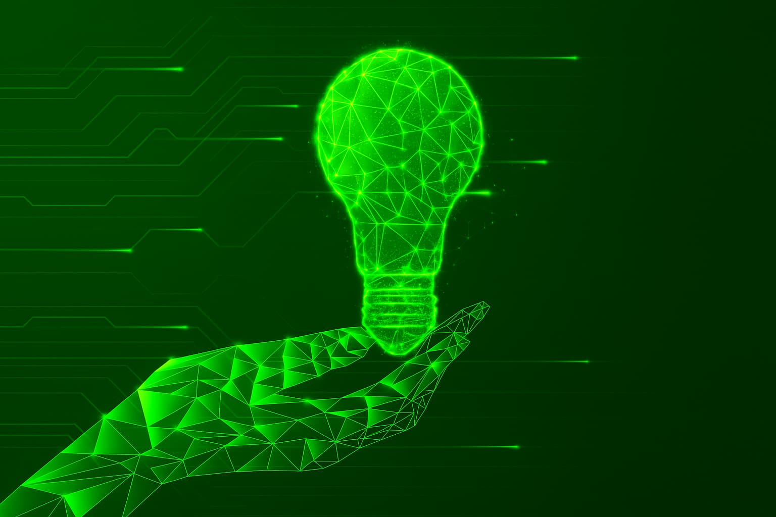 Abstraktes Bild von einer Glühbirne mit hand darunter